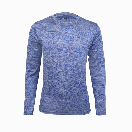 Skin Tight Full Sleeves Swimming T- Shirt Blue Texture