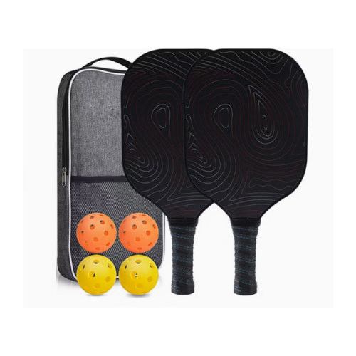 Pickleball Paddle Set Fiber Glass Graphics Black